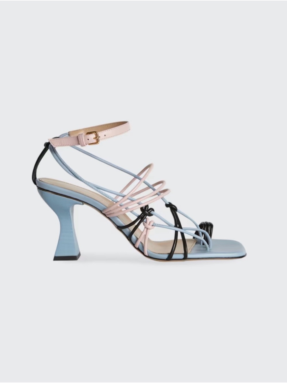 Stunning JW ANDERSON Strappy Heel Toe-Ring Sandals — Blue, Pink & Black Sz 36